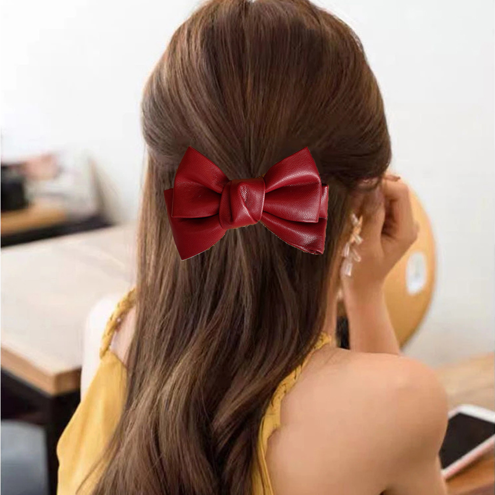 Kẹp Tóc Da Pu Nhiều Màu Thời Trang Cho Nữ