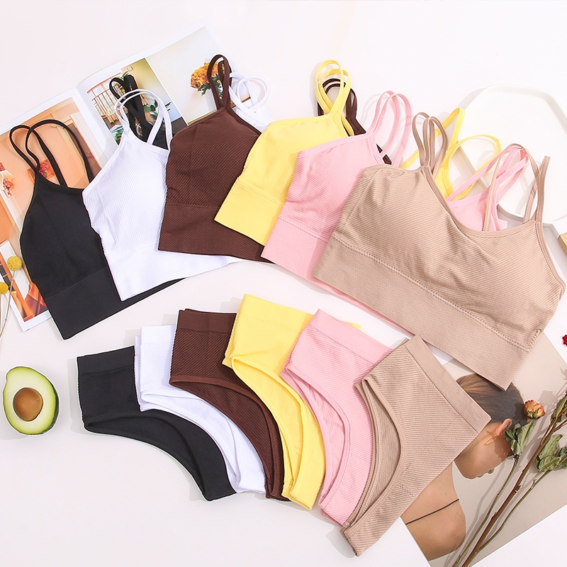 Set đồ lót 2 mảnh CUTEBYTE gồm áo ngực thể thao + quần lót không đường may thời trang cho nữ