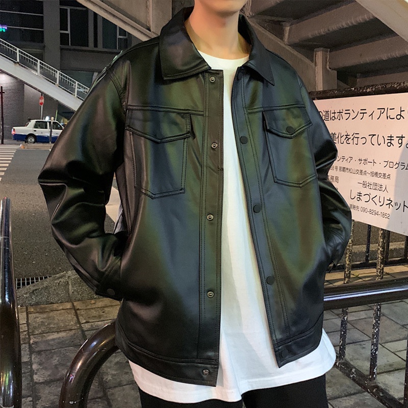 S-3XL Áo khoác da thời trang dành cho nam áo da nam áo khoác da nam