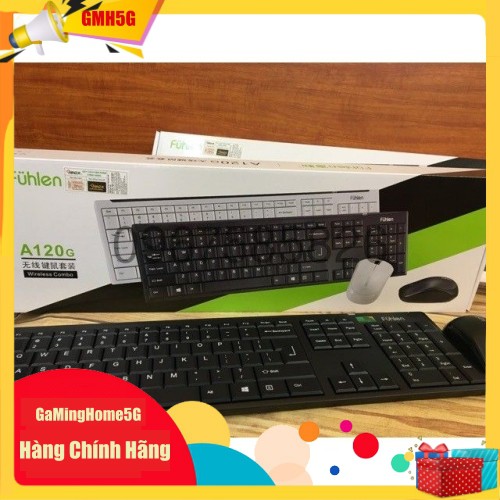 Bộ chuột và bàn phím không dây Fuhlen A120G - Màu đen - Chính hãng - BH 24 tháng