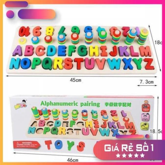 [SIÊU SALE] Bộ Giáo Cụ Montessori Bảng Cột Tính Học Đếm Số Và Ghép Chữ Cái Tiếng Anh In Hoa Nổi Bằng Gỗ PQK dqt