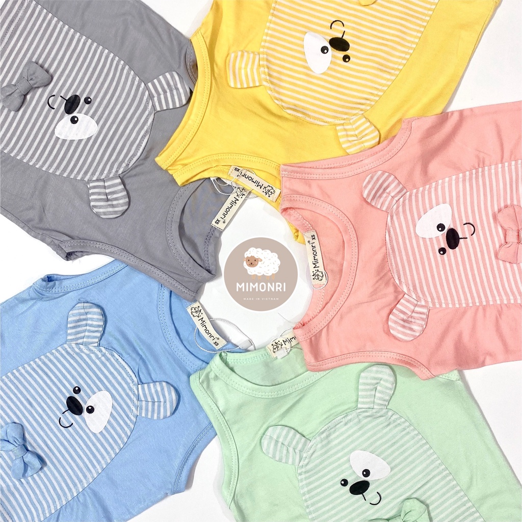 [SALE] Bộ Ba Lỗ Cho Bé Trai, Bé Gái KIMCHIBABY Vải Thun Lạnh Gấu Trúc Đính Nơ Quần Kẻ, Đồ Bộ Cho Bé Mặc Nhà KW2211