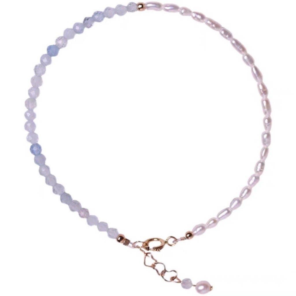 [Hàng Mới] Vòng Đeo Tay Hạt Ngọc Trai Xanh Lam Nhạt Thiết Kế Cảm Giác Chạm Cho Xiaomi