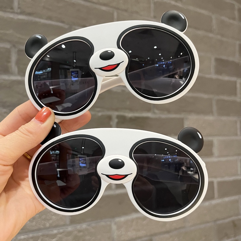 Gấu trúc dễ thương đeo kính râm cho trẻ em Bé trai Bé gái Kính râm phân cực Chất liệu silicone Bóng râm cho trẻ em