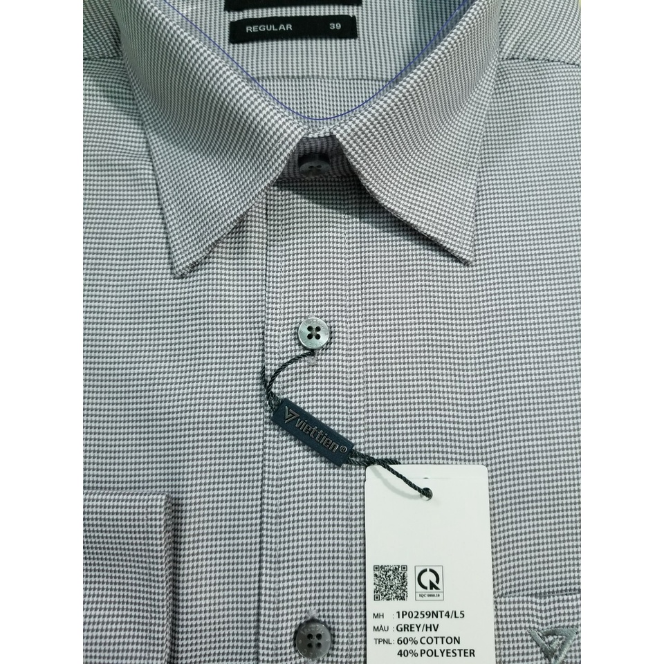 Aó sơ mi nam Việt Tiến dài tay mã 1P0259NT4 chính hãng, cao cấp  - form suông REGULAR - tà bầu . HỌA TIẾT.SHOP HỨA