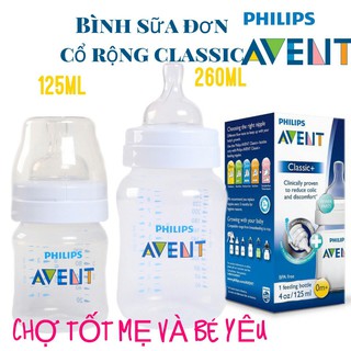 BÌNH SỮA AVENT CLASSIC CỔ RỘNG 125ML/260ML HỘP ĐƠN