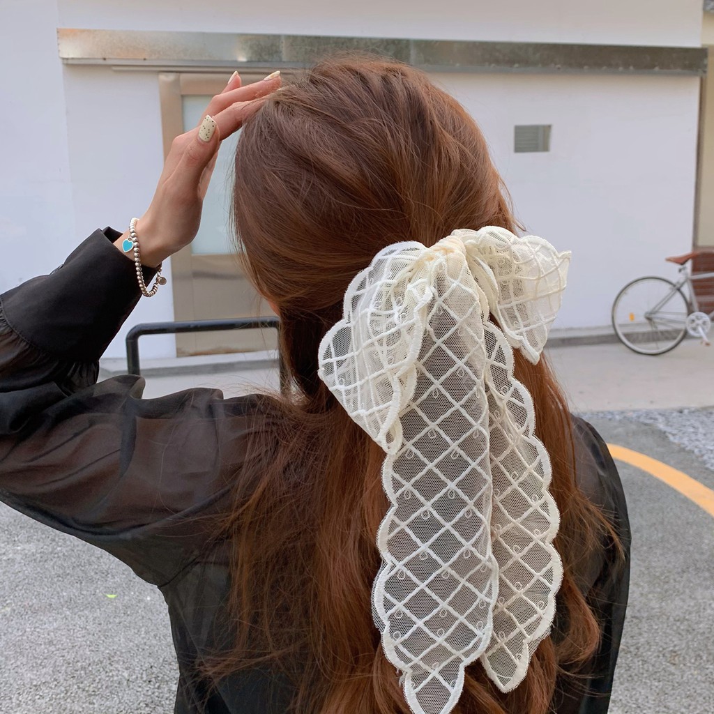 Khăn vải ren Hàn Quốc buộc tóc xinh xắn cho nữ