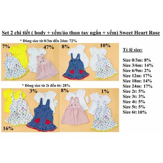 Set 2 ct yếm áo bé gái