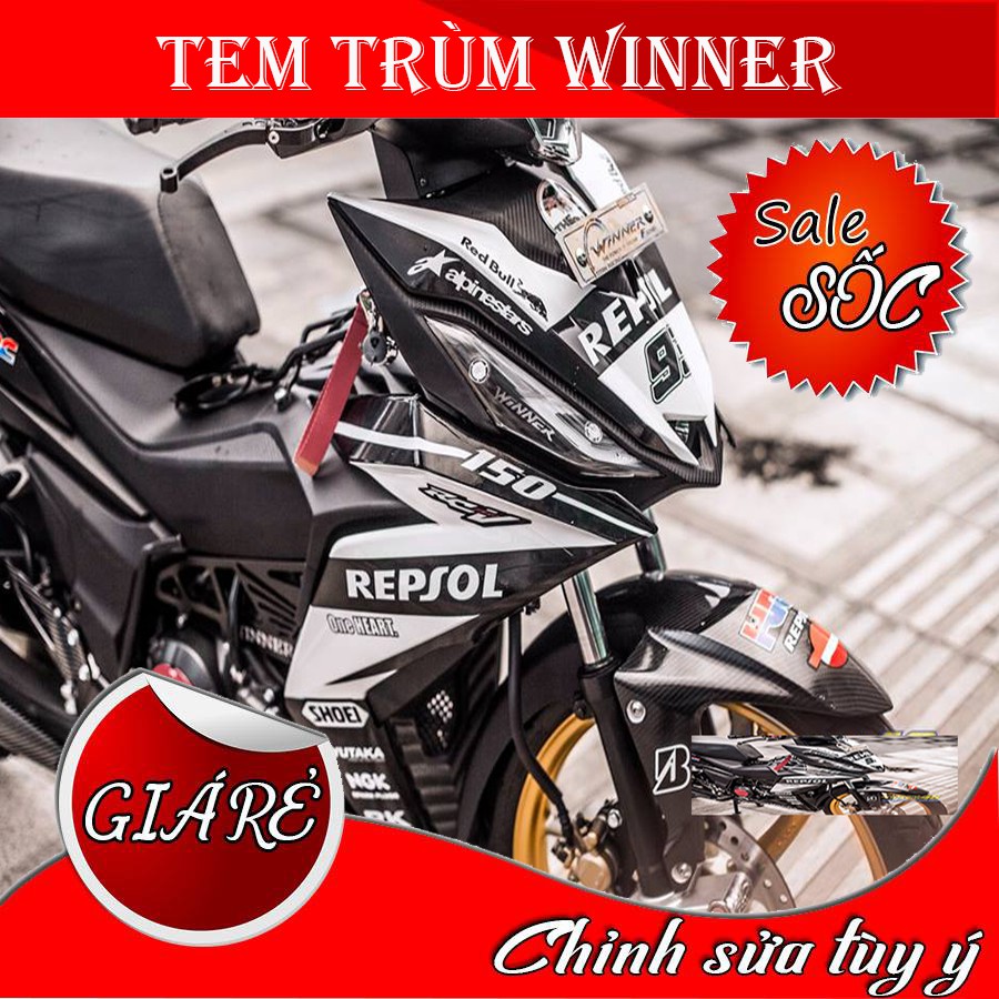 Tem Trùm Winner Repsol 93 Trắng Đen