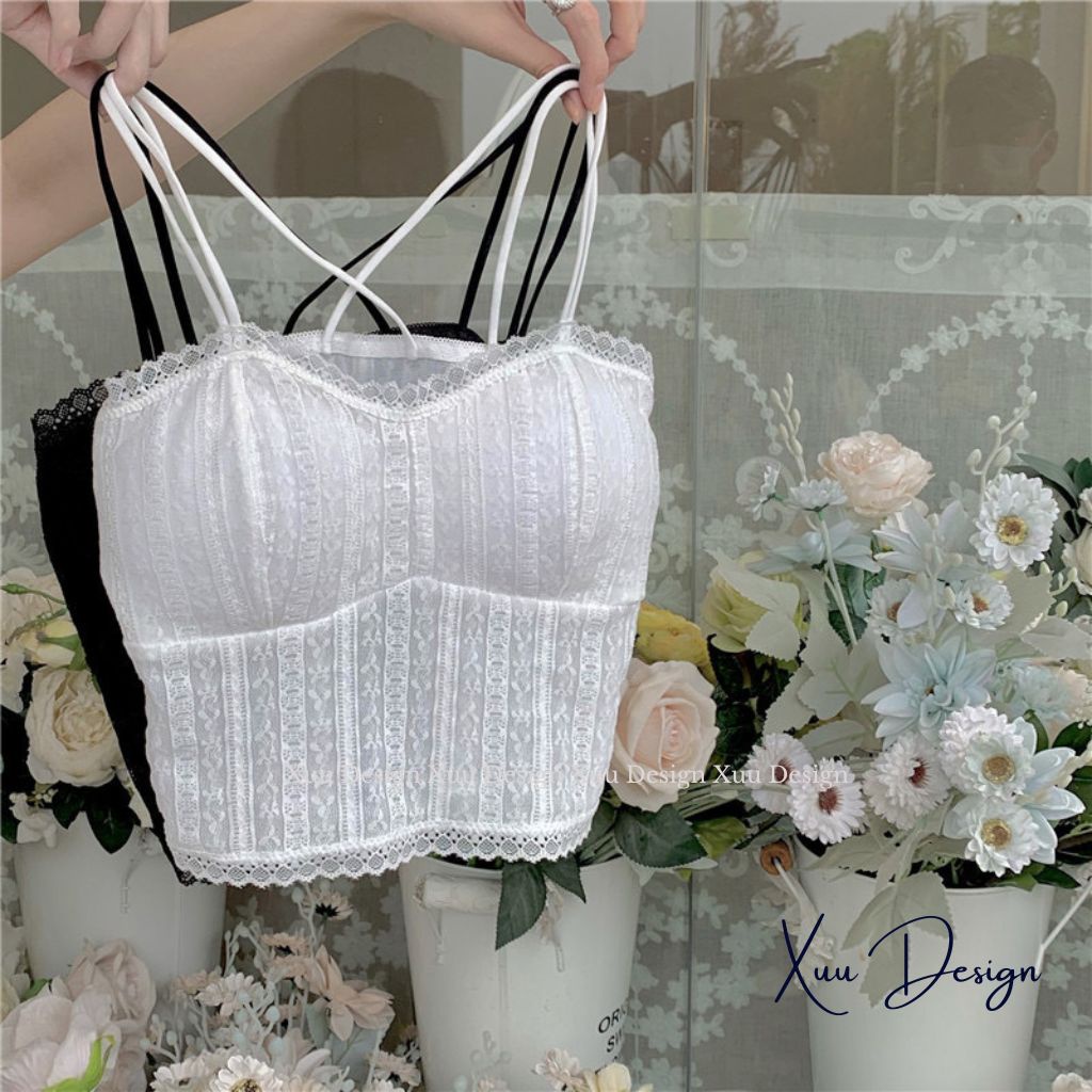 Áo bra nữ ren mềm dáng lửng Xuu, thiết kế có mút đệm dây kép siêu gợi cảm - BR13