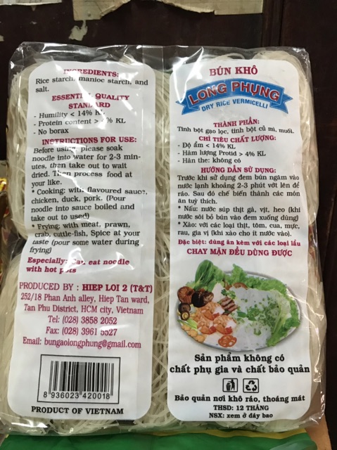 bún khô long phụng 10 vắt gói 400g