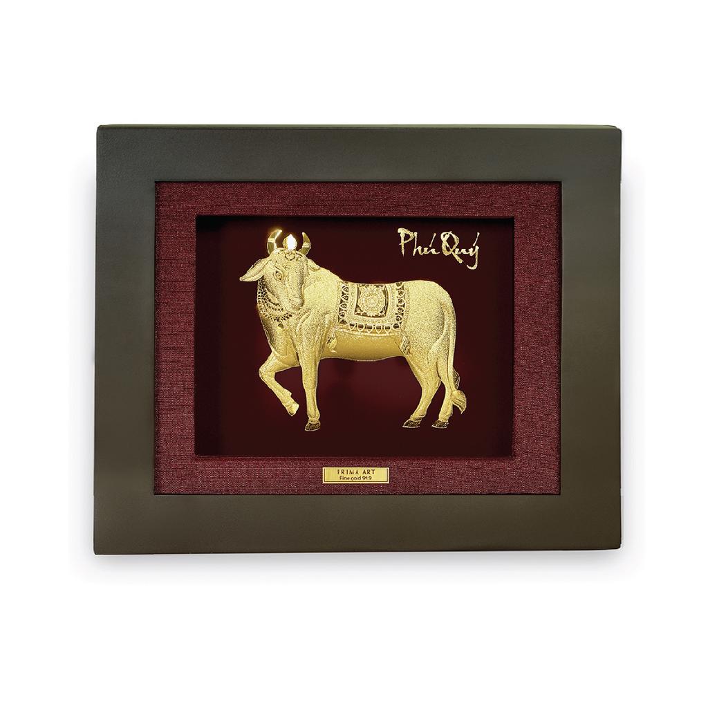 Tranh Vàng 24K PRIMA ART - TRÂU CẦN CÙ - Kích thước 18 x 20 cm - CGS-0501-02
