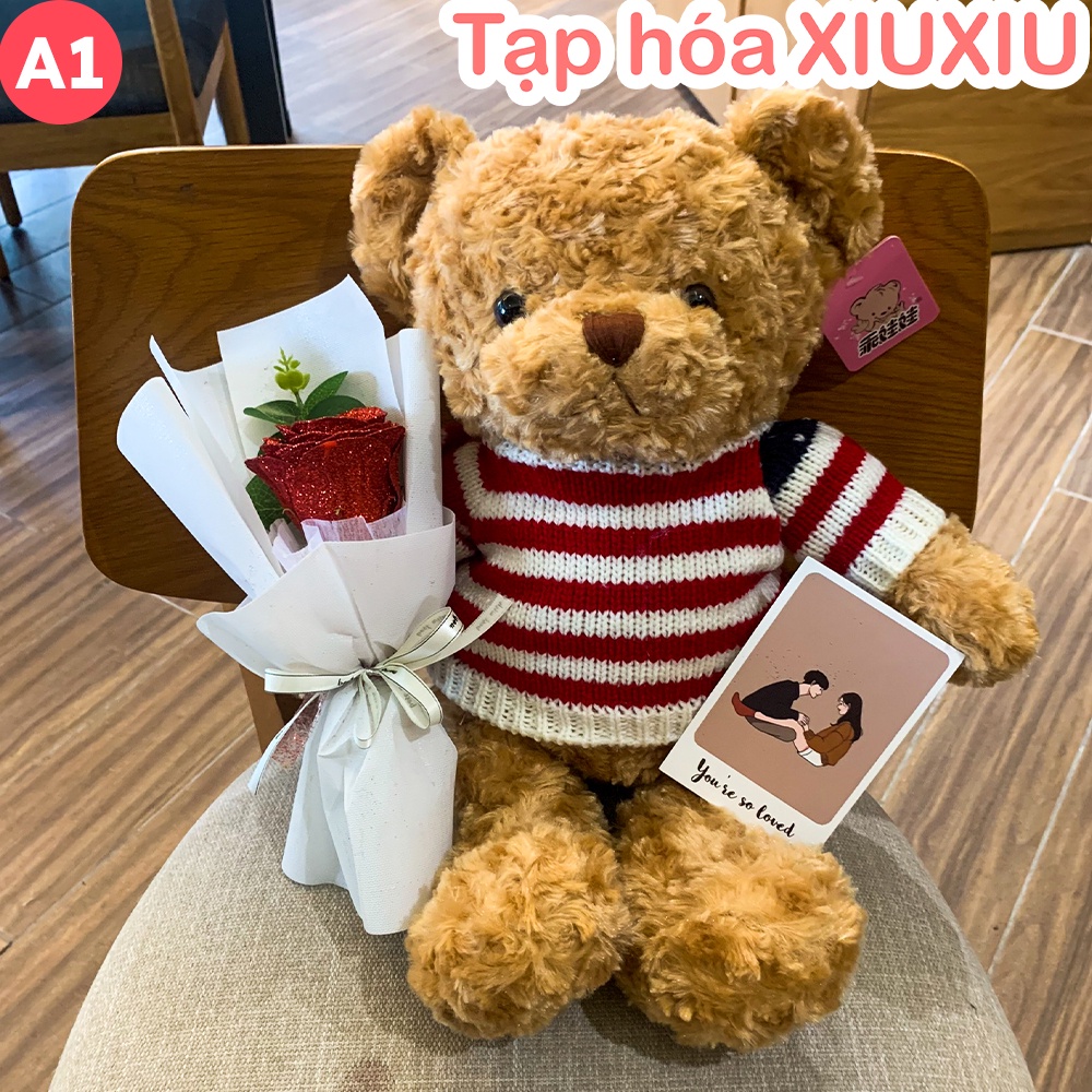 Set Quà Tặng Gấu Bông Cute và Bó Hoa Nhũ, Bộ Son 3 Cây Phong Cách Hàn Quốc , Bộ Quà Tặng 8/3, Sinh Nhật Cho Bạn Gái