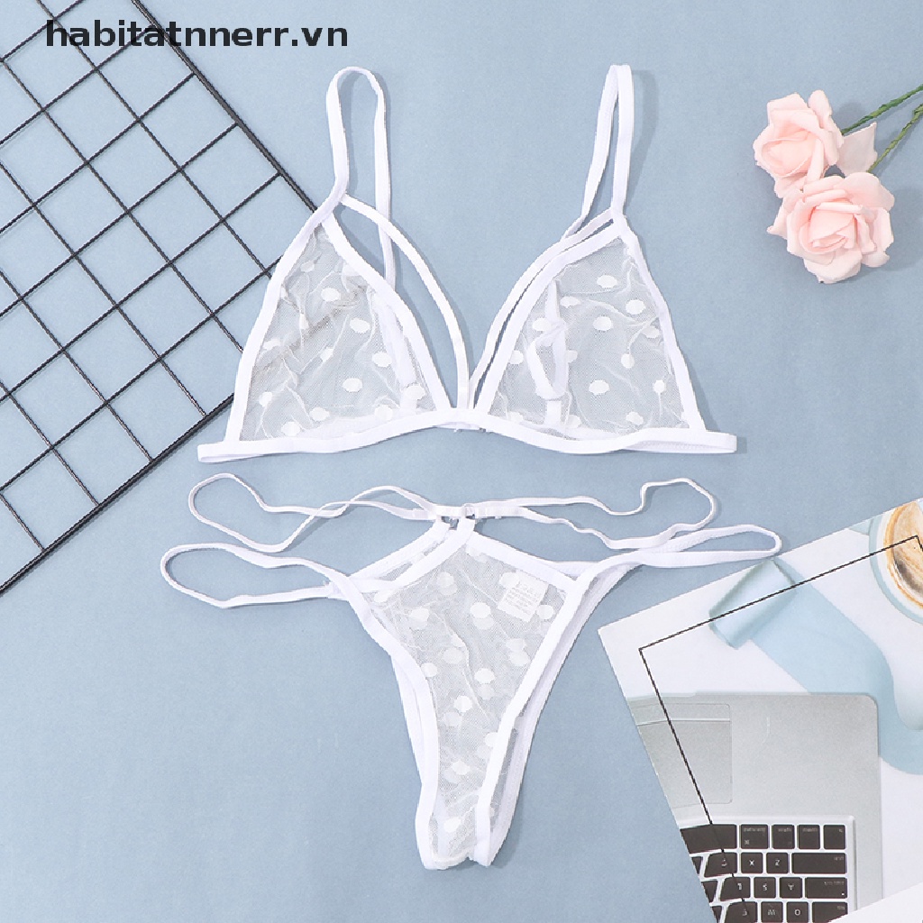 Áo Ngực Phối Lưới Thoáng Khí Họa Tiết Chấm Bi Quyến Rũ Cho Nữ | BigBuy360 - bigbuy360.vn