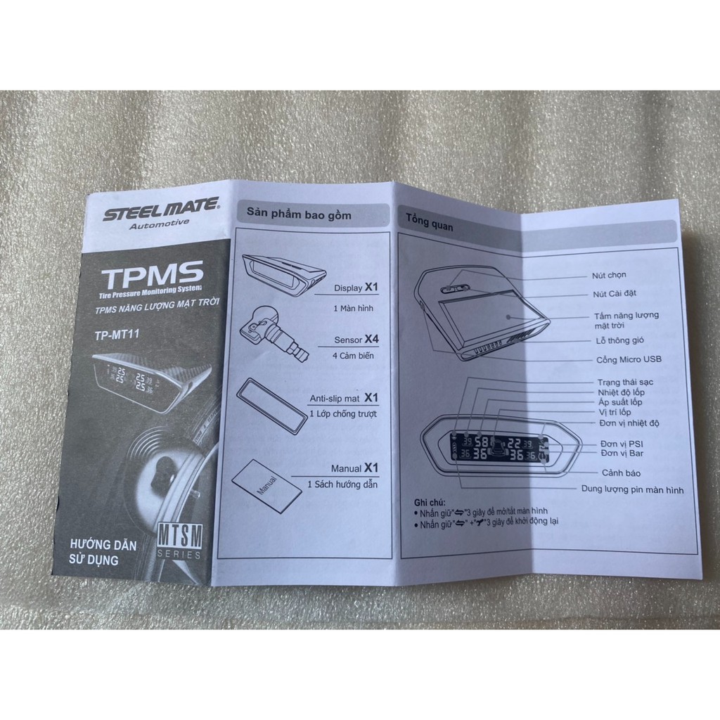 Cảm biến áp suất lốp CHÍNH HÃNG STEEL MATE  MT11 van trong năng lượng mặt trời