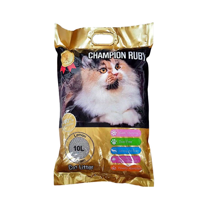 Cát Vệ Sinh Cho Mèo Champion Ruby Dạng Hạt Betonite - Túi 10L #MintPet