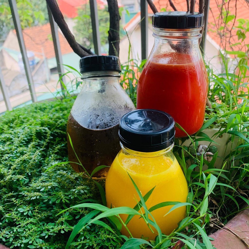 Combo 3 hũ thủy tinh vuông dáng lùn 300ml đựng nước ép, detox, sinh tố... | BigBuy360 - bigbuy360.vn