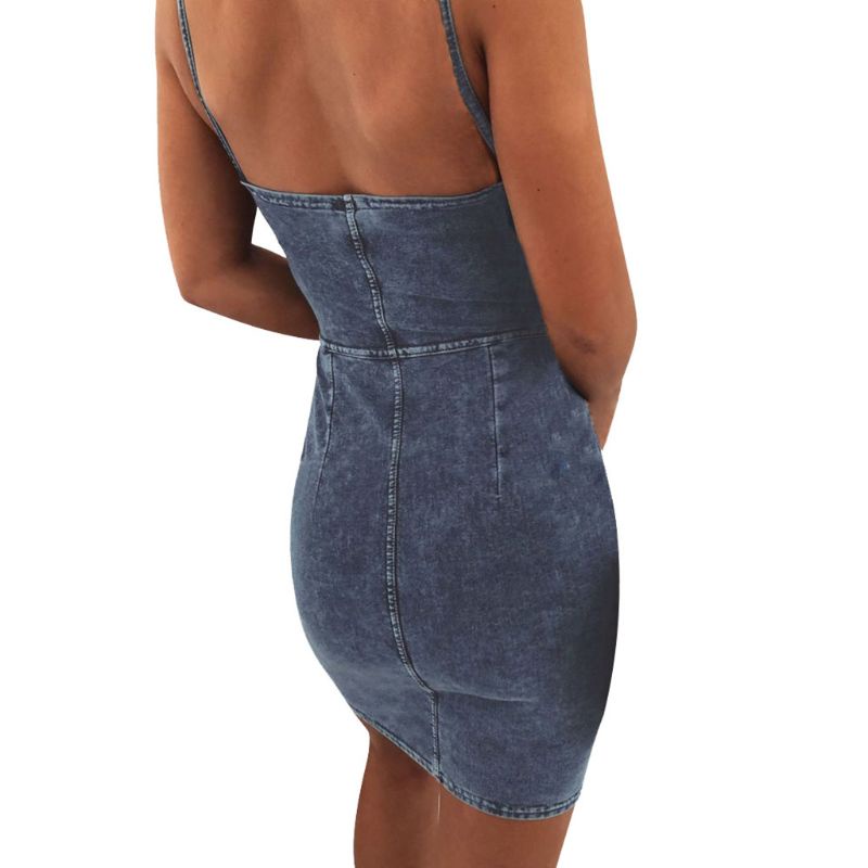 Đầm Jean Hai Dây Ôm Dáng Thời Trang Mùa Hè 2019 Dành Cho Nữ