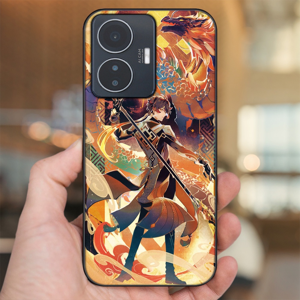 Ốp lưng Vivo Y55 2022 viền đen in hình Zhongli Genshin Impact