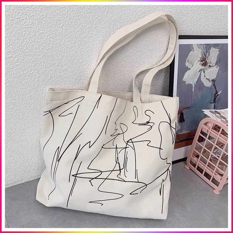 Túi tote vải canvas cao cấp Túi Vẽ khổ vuông cute