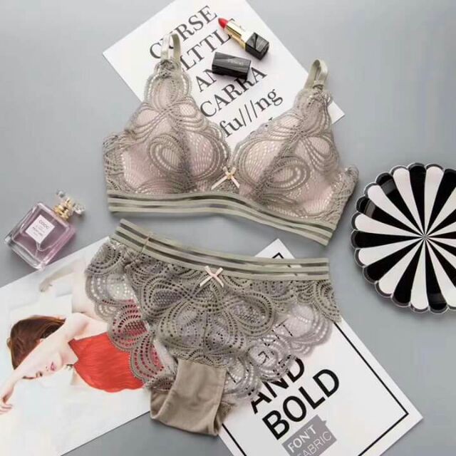 Bộ Đồ Lót ren Không Gingj Mút Mỏng
