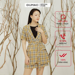 Áo vest nữ caro GUMAC màu vàng, đủ size, phong cách Hàn Quốc A11911