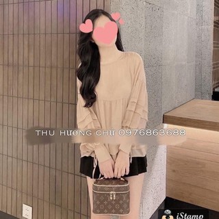 Áo sơ mi lụa mềm bánh bèo dài tay