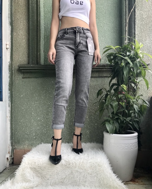 QUẦN JEAN BOY BAGGY VNXK CO DÃN MẠNH xám trơn