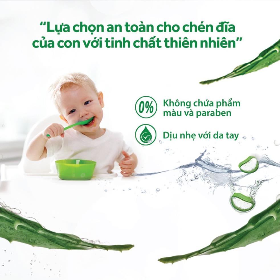 Combo Nước rửa chén Sunlight Thiên Nhiên chiết xuất Lô hội &amp; Muối khoáng chai 750g &amp; túi 750g