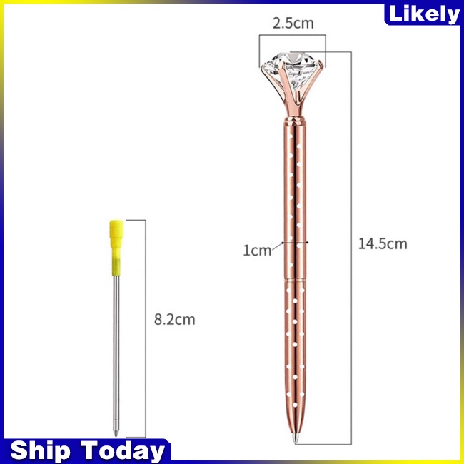 Bút Bi Ngòi 1.0mm Đính Kim Cương Pha Lê Sang Trọng Cho Học Sinh/Văn Phòng