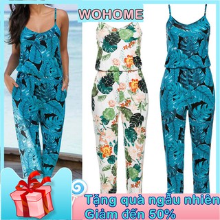 Jumpsuit Sát Nách Hoạ Tiết Hoa Lá Cho Phái Nữ