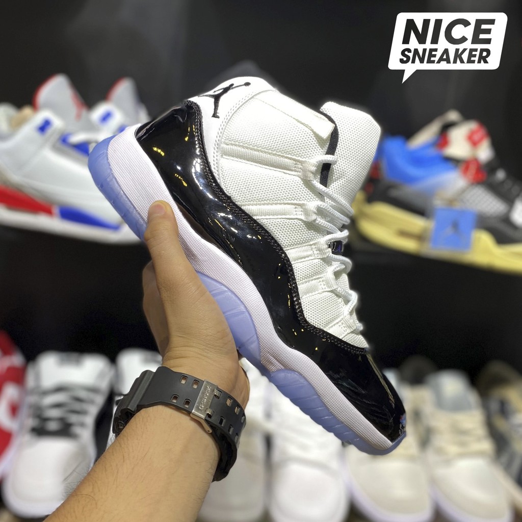 Giày sneaker | Giày bóng rổ jordan 11 concord ( trắng đen ) | Bản 1:1 chuẩn .