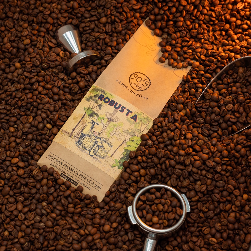 Túi 500Gr Cà Phê Robusta Rang Mộc Nguyên Chất | 100% Cà Phê Sạch | 90S Coffee Vietnam