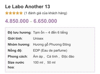 Nước hoa Another 13 Le labo