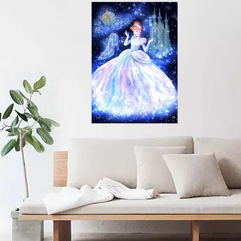 Bộ tranh đính đá tự làm hình công chúa lọ lem 30x40cm