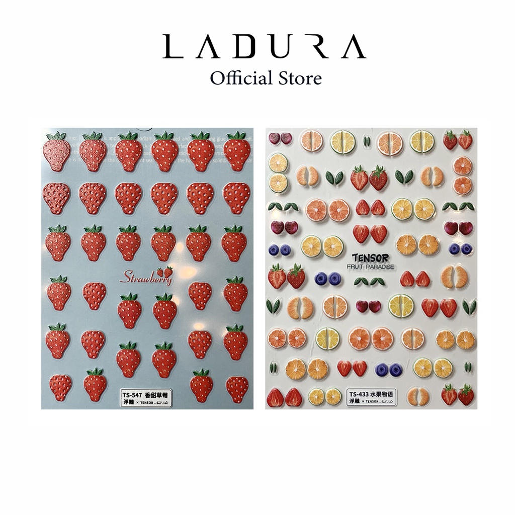 Sticker nail lụa hoa quả 5D LADURA