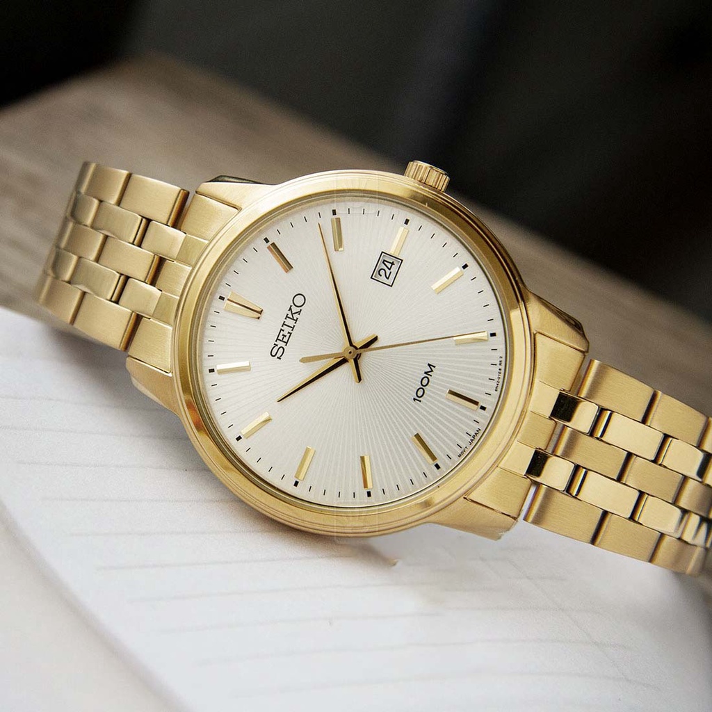 Đồng hồ nữ Seiko SUR412P1 Classic dây thép không rỉ mạ vàng chống chầy chống nước 5ATM bảo hành quốc tế 12 tháng