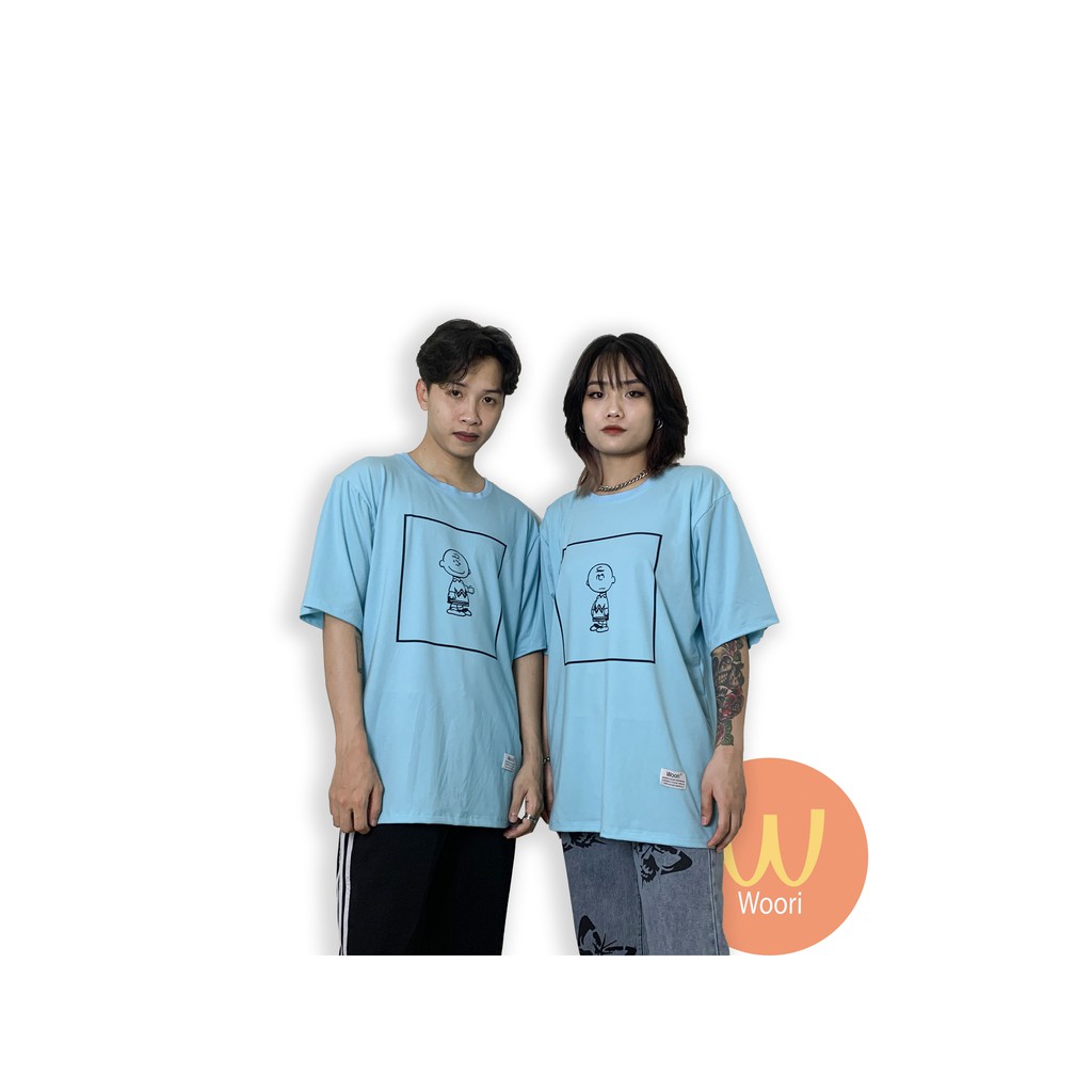 2.Woori áo thun icon dễ thương Unisex Basic Tee nam nữ tay lỡ form rộng Over Size