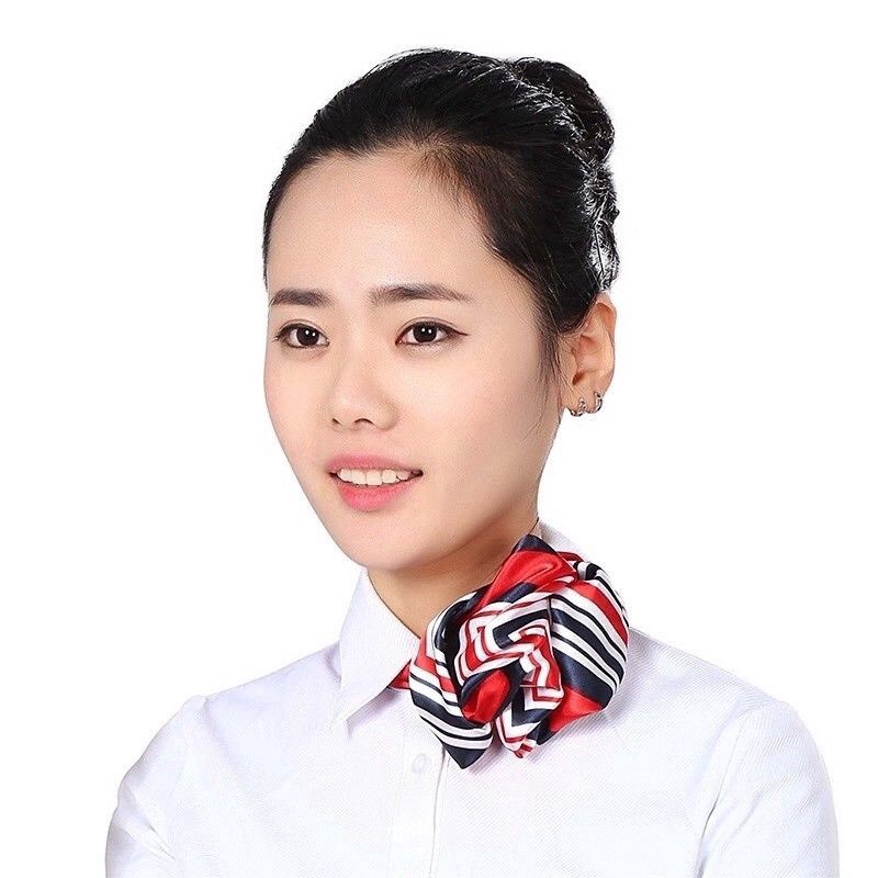 Khăn turban quàng cổ thắt nơ quấn tóc thời trang công sở chất satin bóng size 50x50cm