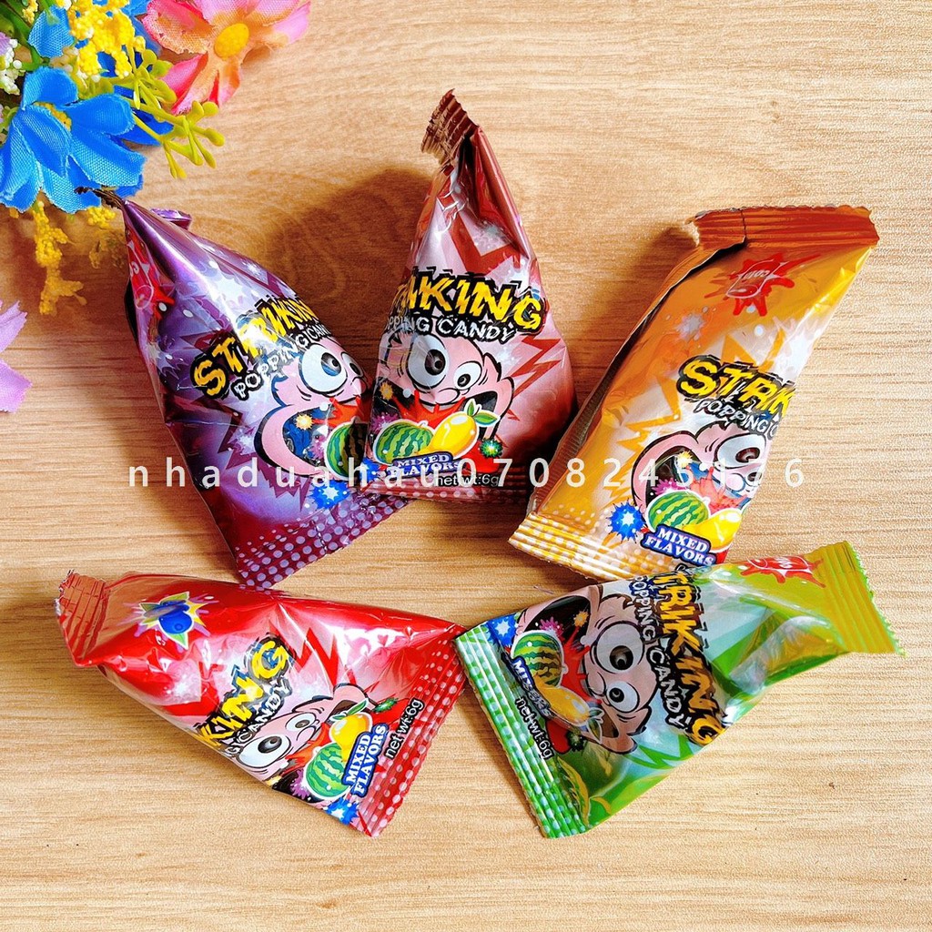 Combo 5 gói kẹo nổ hình bánh ú vị trái cây Striking Popping candy Hongkong gói 6gam