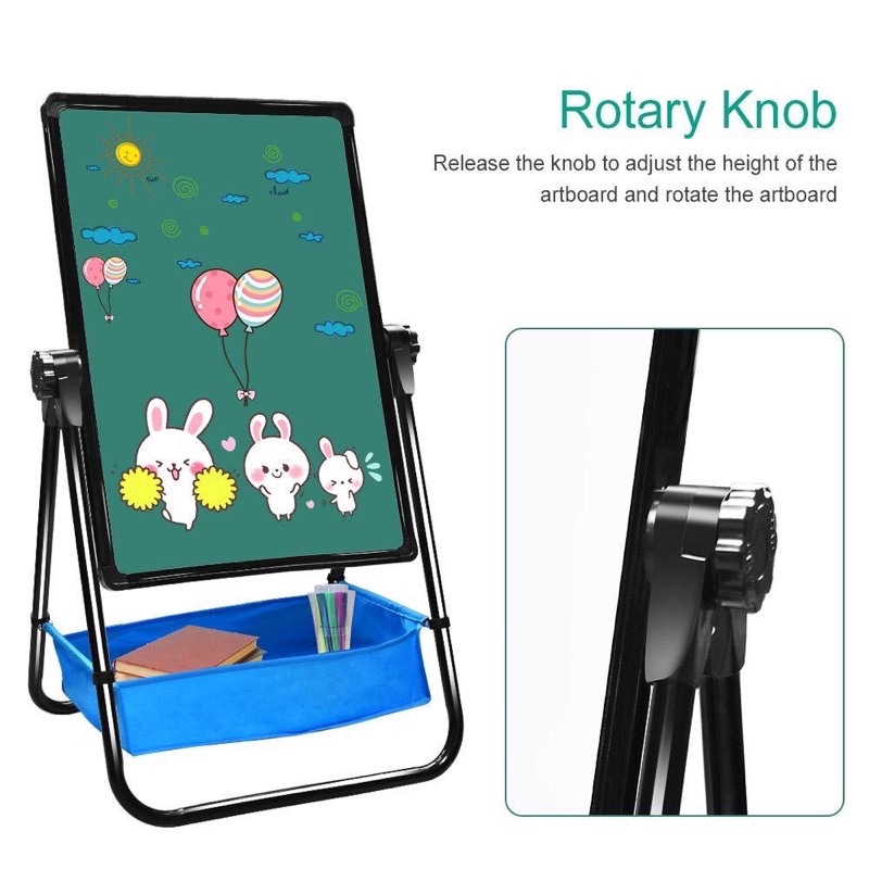 Freeship_ Bảng Học Edu Xoay 2 Mặt Viết Bút + Phấn Cho Bé Loại To Hàng Loại 1, Bảng Học Cho Bé Xoay 360 Có Khay Đựng Dụng