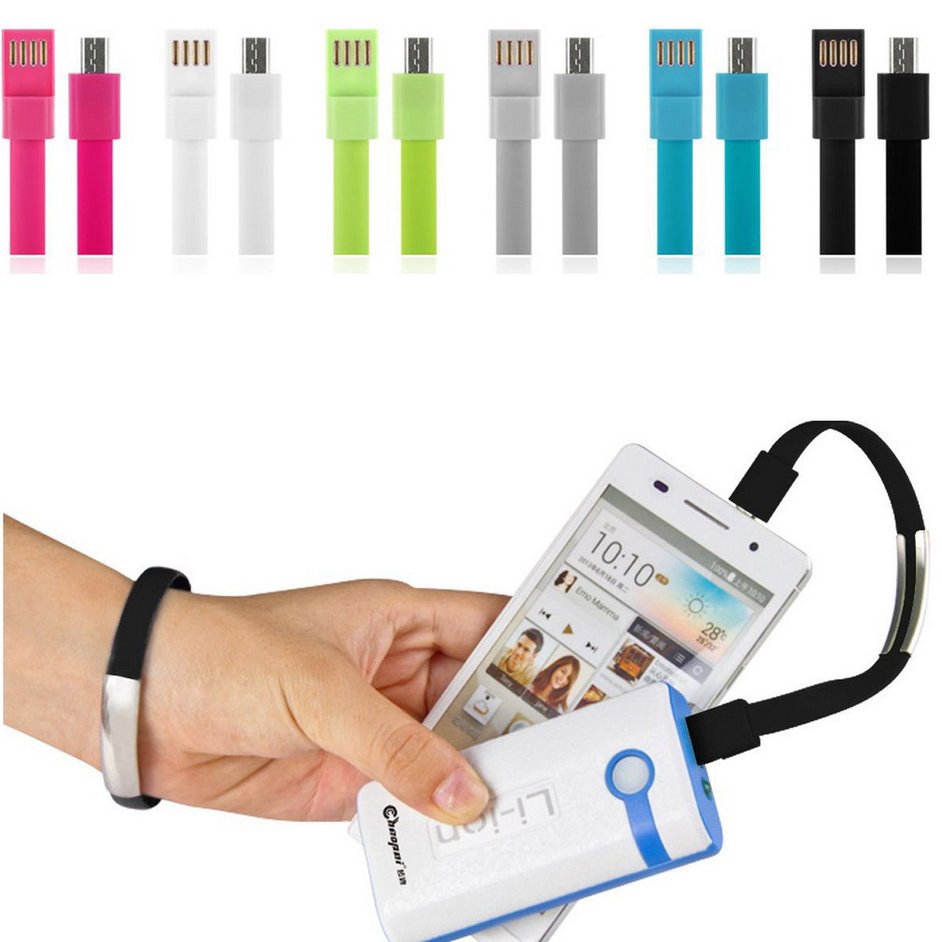 Cáp sạc Micro USB 2.0 bọc silicone làm vòng tay độc đáo Cáp sạc cổng Micro USB dạng vòng tay wristband cable