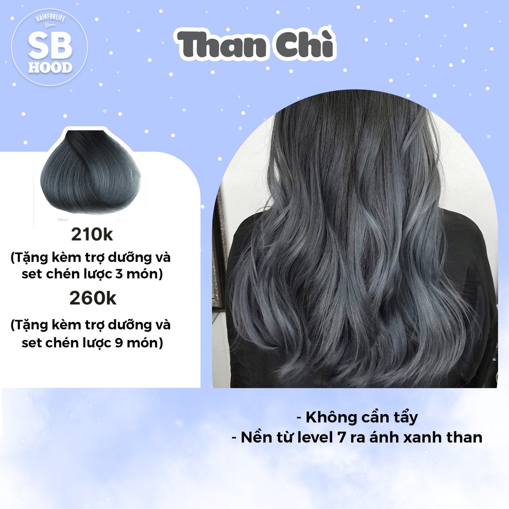 Thuốc nhuộm tóc SB Hood tone màu than chì, tặng kèm Oxy