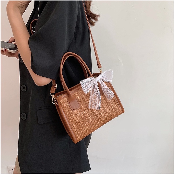 Túi Đeo Chéo Hình Vuông Cỡ Nhỏ Đính Nơ Ren Thời Trang 2022 Cho Nữ