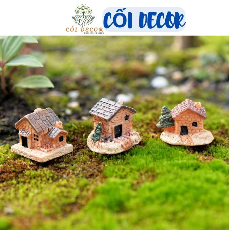 Tiểu cảnh mini ❤️ Mô hình nhà gạch mini trang trí sân vườn tiểu cảnh, chậu sen đá, terrarium