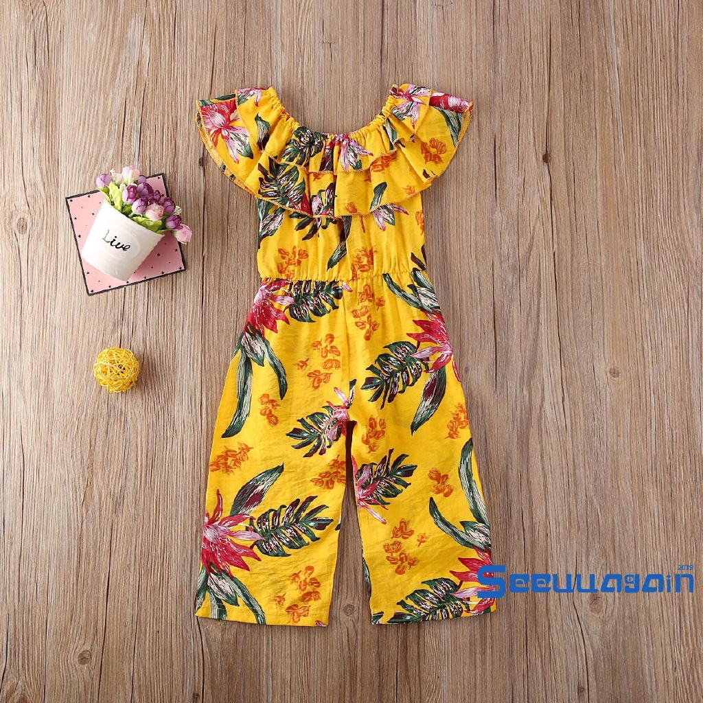 Jumpsuit Không Tay In Họa Tiết Dễ Thương Cho Bé Gái