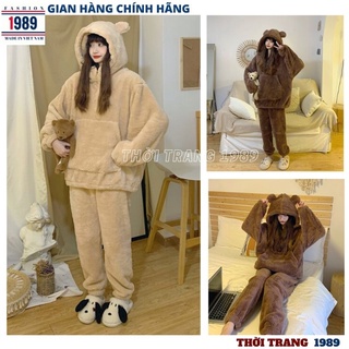 Bộ ngủ lông gấu siêu kute dễ thương mặc ấm mùa đông -PHƯƠNG 1989