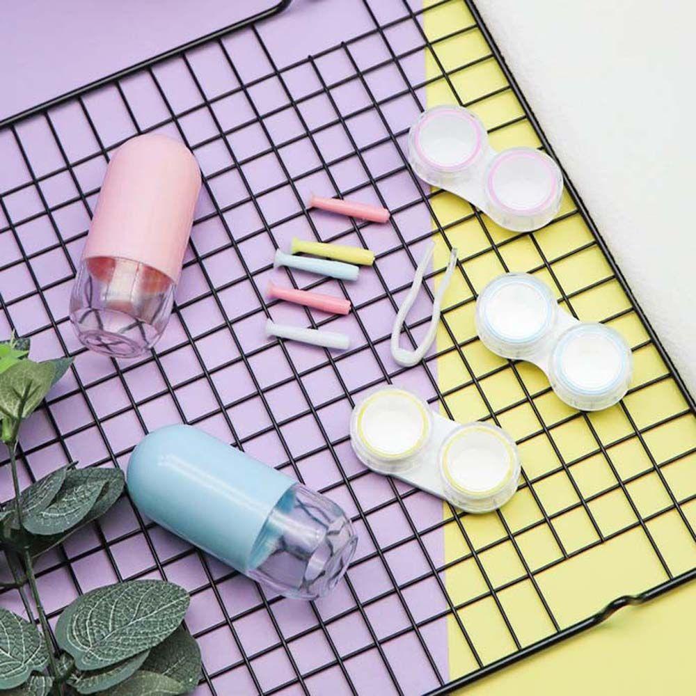 Hộp Đựng Kính Áp Tròng Hình Oval Màu Kẹo Trong Suốt Dễ Thương