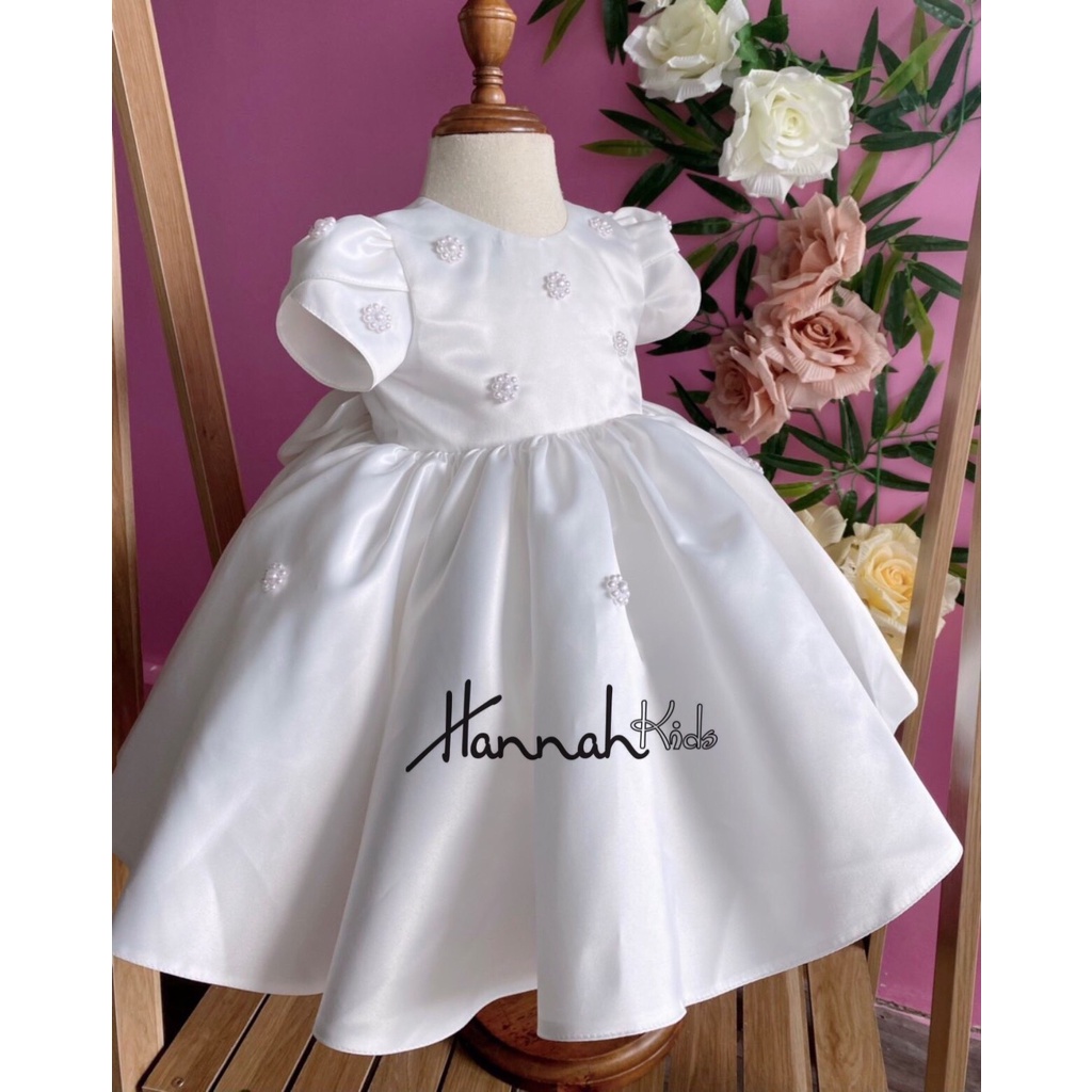 Đầm Công Chúa Màu Trắng Cho Bé 1-10 Tuổi, Váy Công Chúa Mùa Hè Dự Tiệc, Thôi Nôi Cho Bé 8-35Kg HANNAH KIDS