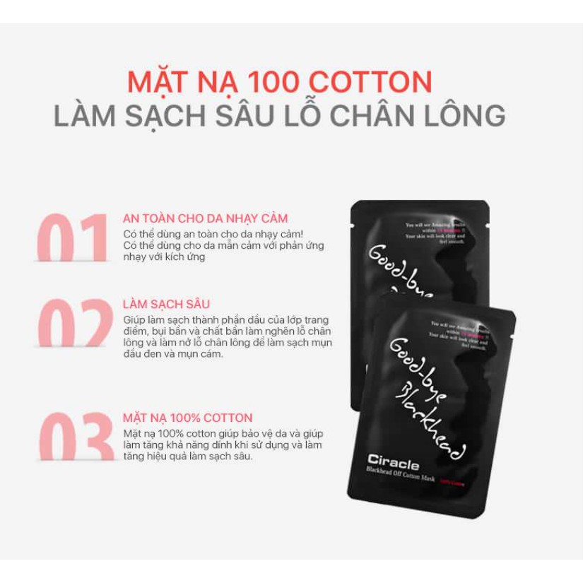 5 Miếng Giảm Mụn Đầu Đen Ciracle Goodbye Blackhead Off Cotton Mask